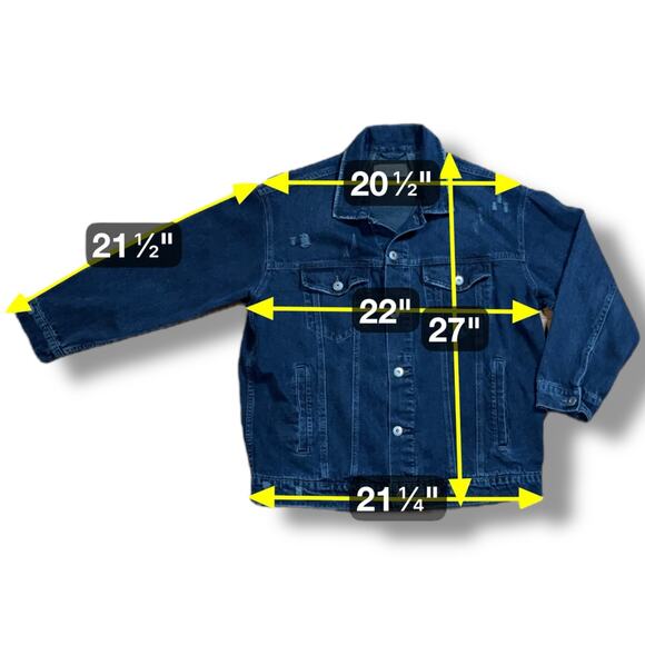 Pistola Premium Denim Jacket Mens Dark Wash Blue Distressed Trucker Retro Sz M/L - Picture 4 of 7